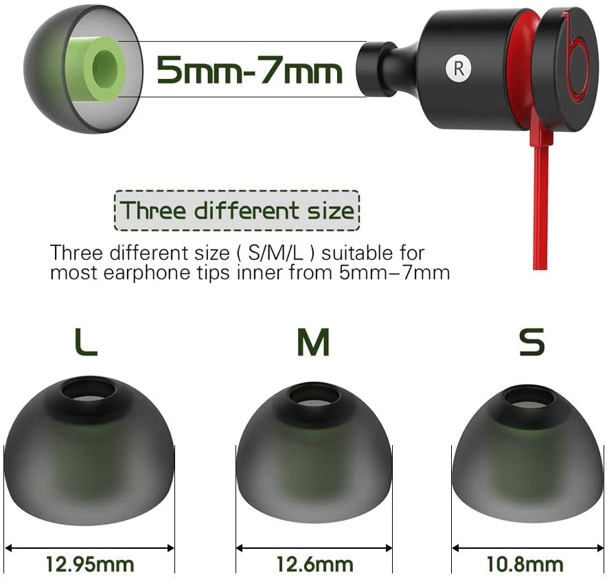 Earphone Tips New Bee Premium Replacement Earbud Tips Inner 4.9mm [3-Pair] + Silicone Earphone Tips Inner 4.9mm [3-Pair] for Headphones with 5mm-7mm Tip - Red 